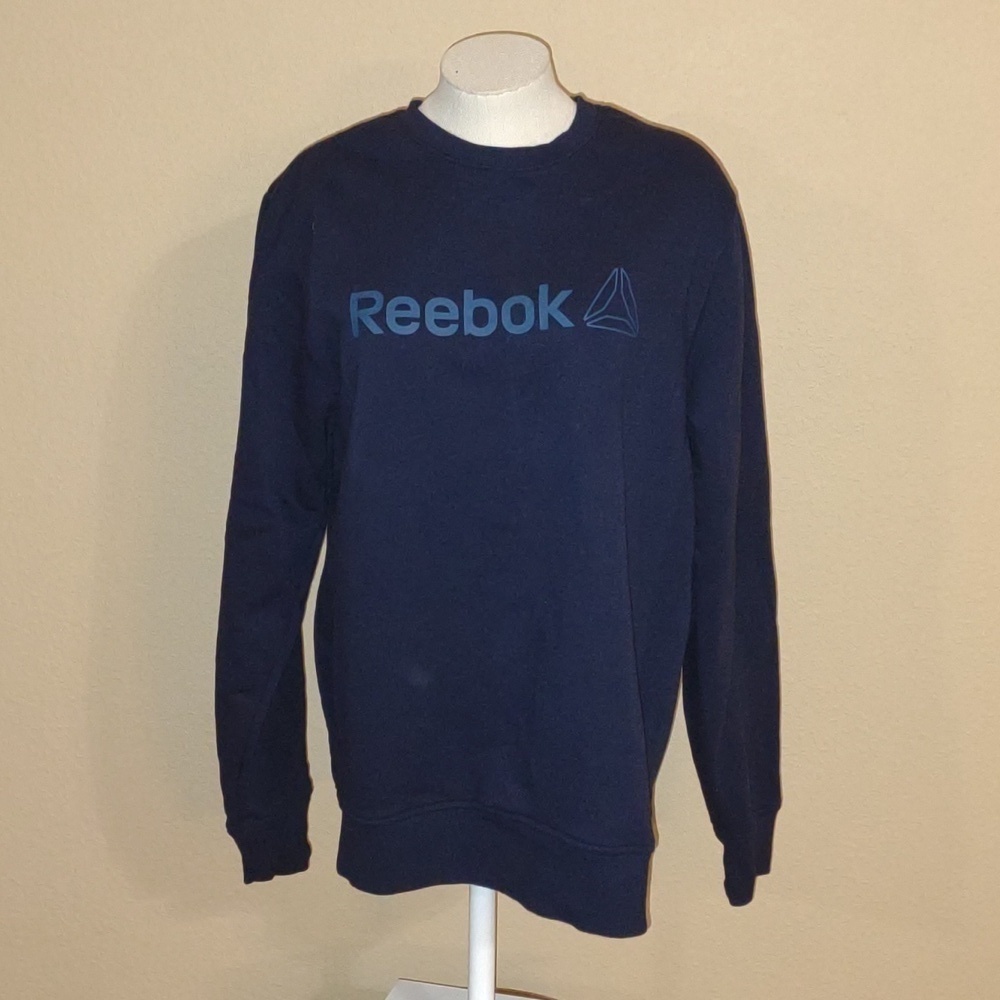 Men's Reebok Navy Blue Logo Sweatshirt Size M